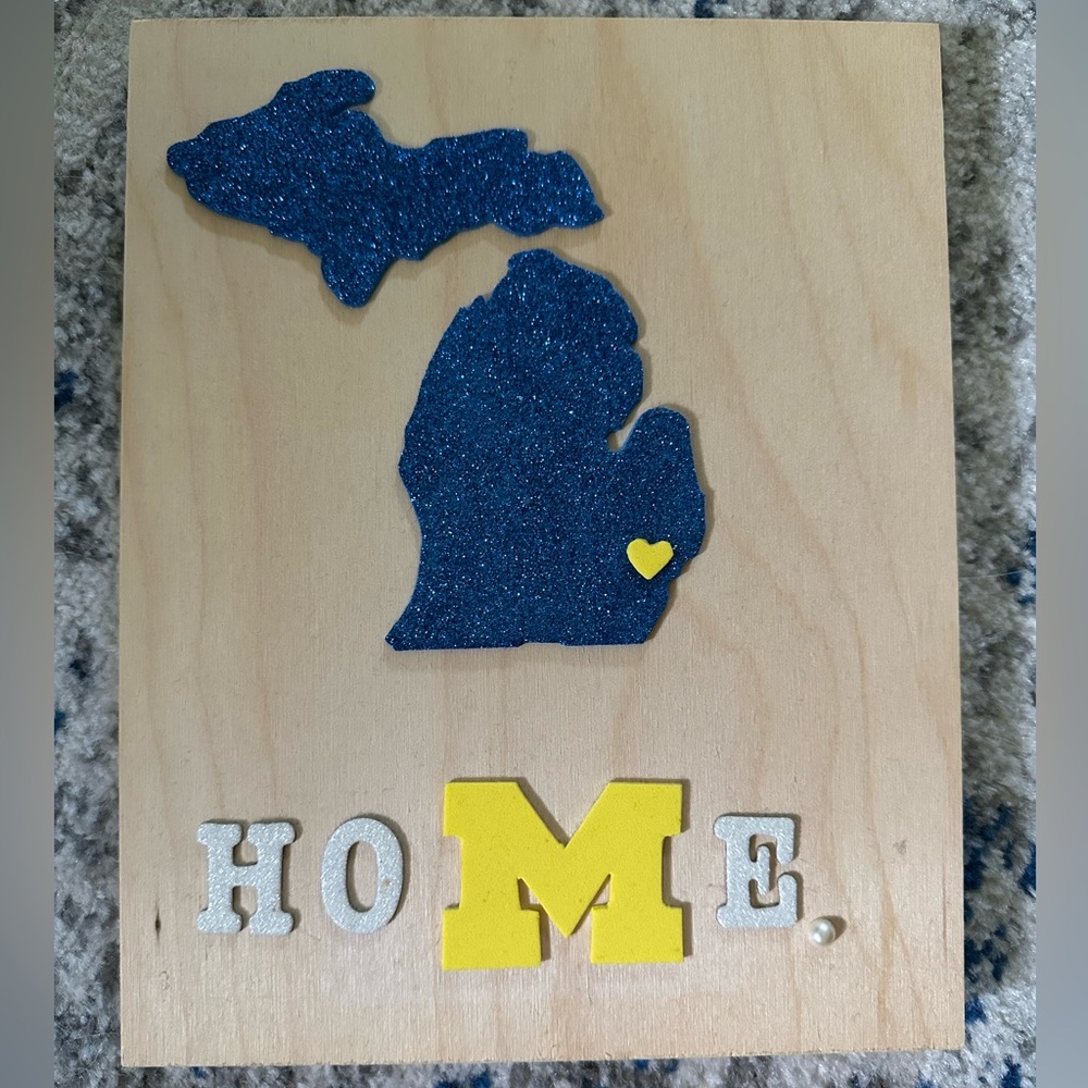 Blue and Yellow Michigan Home Wall Decor